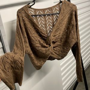 SHEIN tie crop top sweater